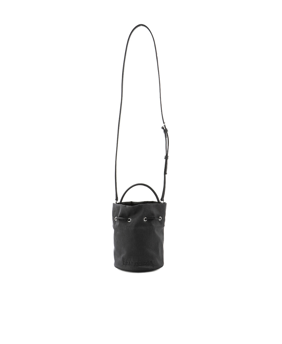 Balenciaga Wheel Drawstring Bucket Bag In Black