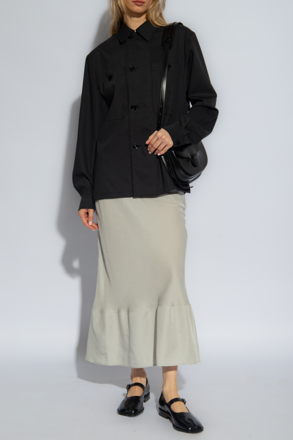 Lemaire Flared Maxi Skirt In Gray