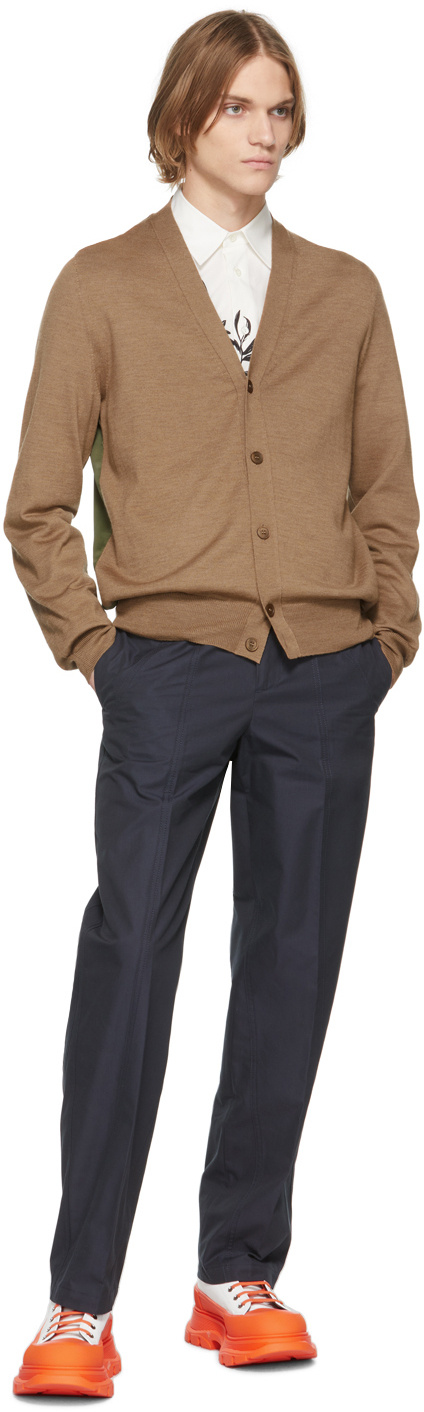 Alexander Mcqueen V-neck Button Knitted Cardigan In Brown