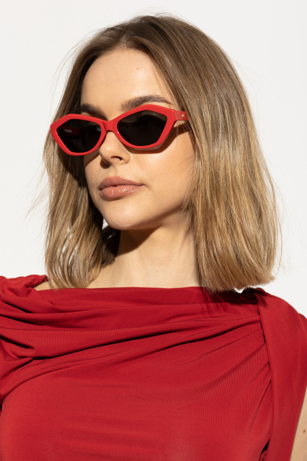 Shop Jacquemus Logo Sunglasses In Gray