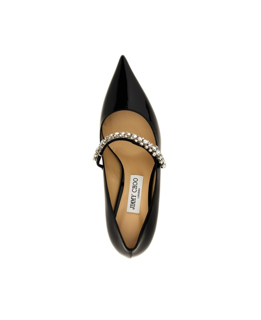 Jimmy Choo Jewel Strap Pointed Toe Pumps In Black