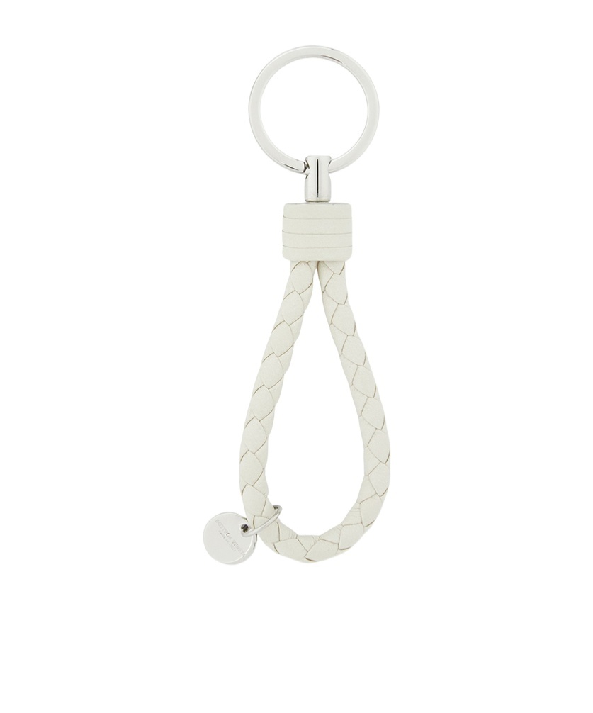 Bottega Veneta Woven Design Key Chain In White