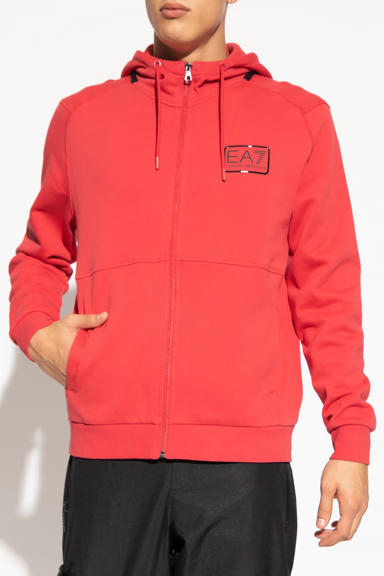 Ea7 Logo-patch Zip-up Cardigan In Red