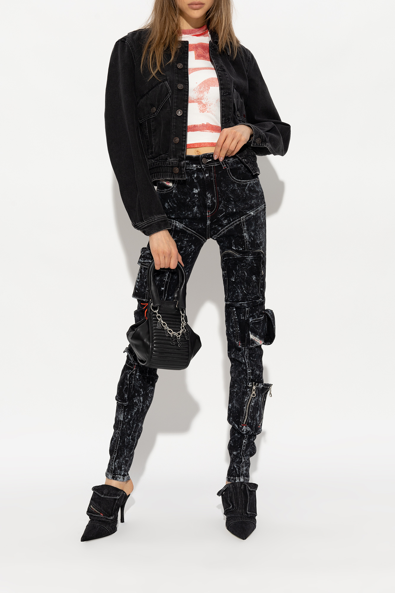 Diesel Black D-venus Pocket ml Mules In Black