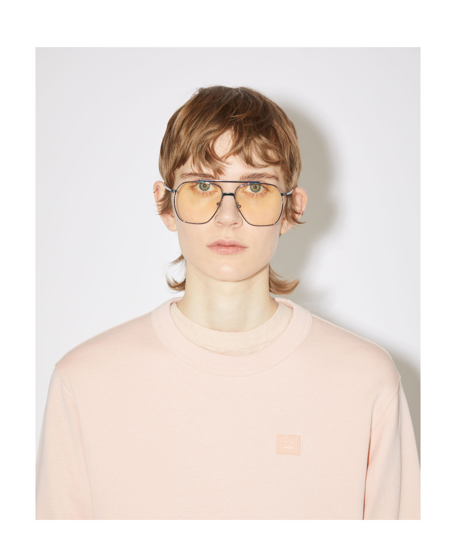 Acne Studios Face-patch Organic Cotton Sweatshirt In Nude