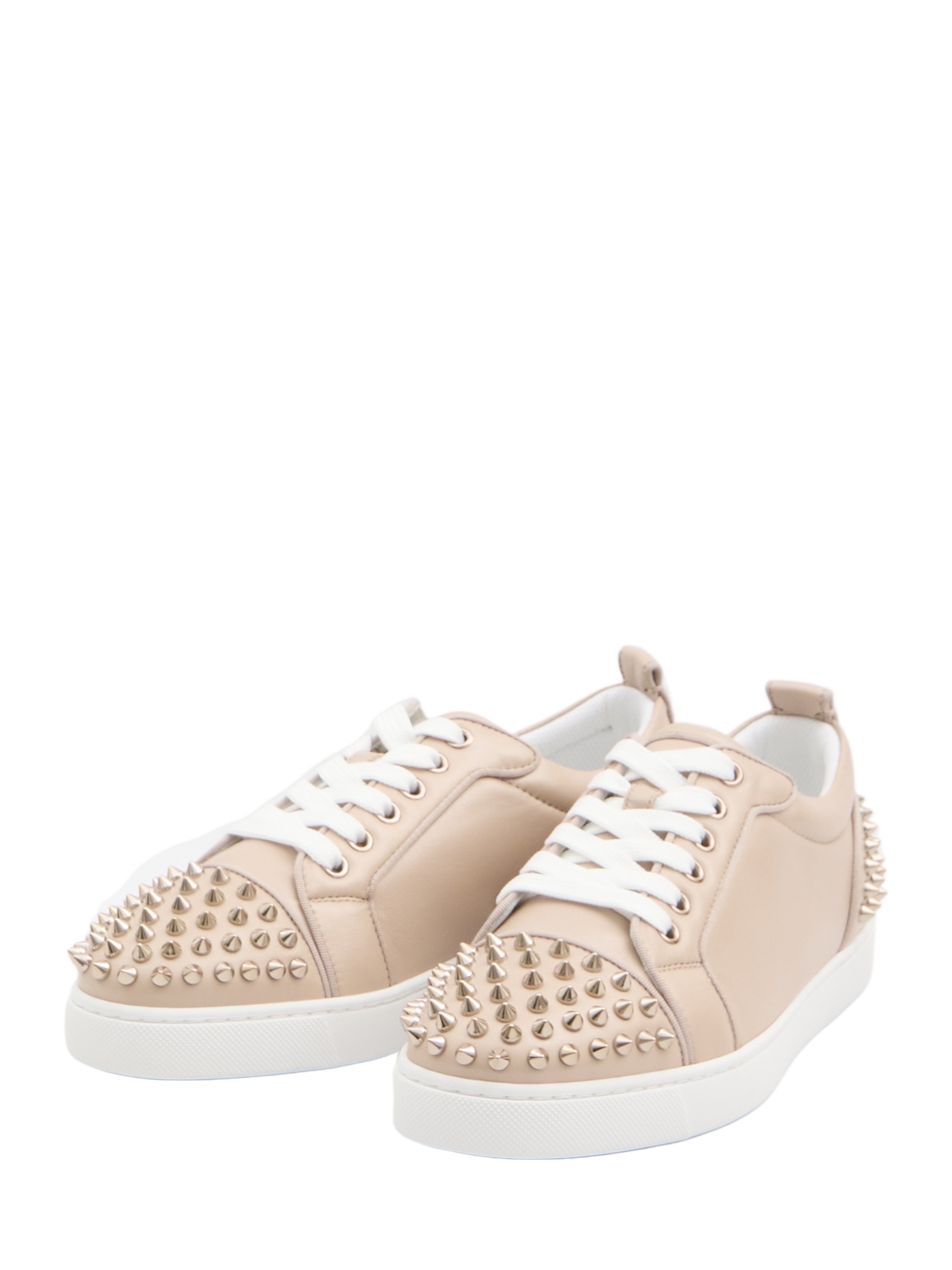 Christian Louboutin Louis Junior Spikes Sneakers In Rose-pink Suede