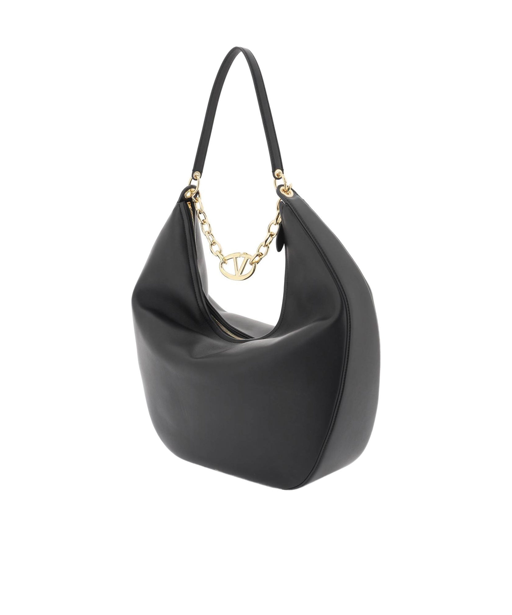 Valentino Vlogo Moon Zip-up Maxi Shoulder Bag In Black