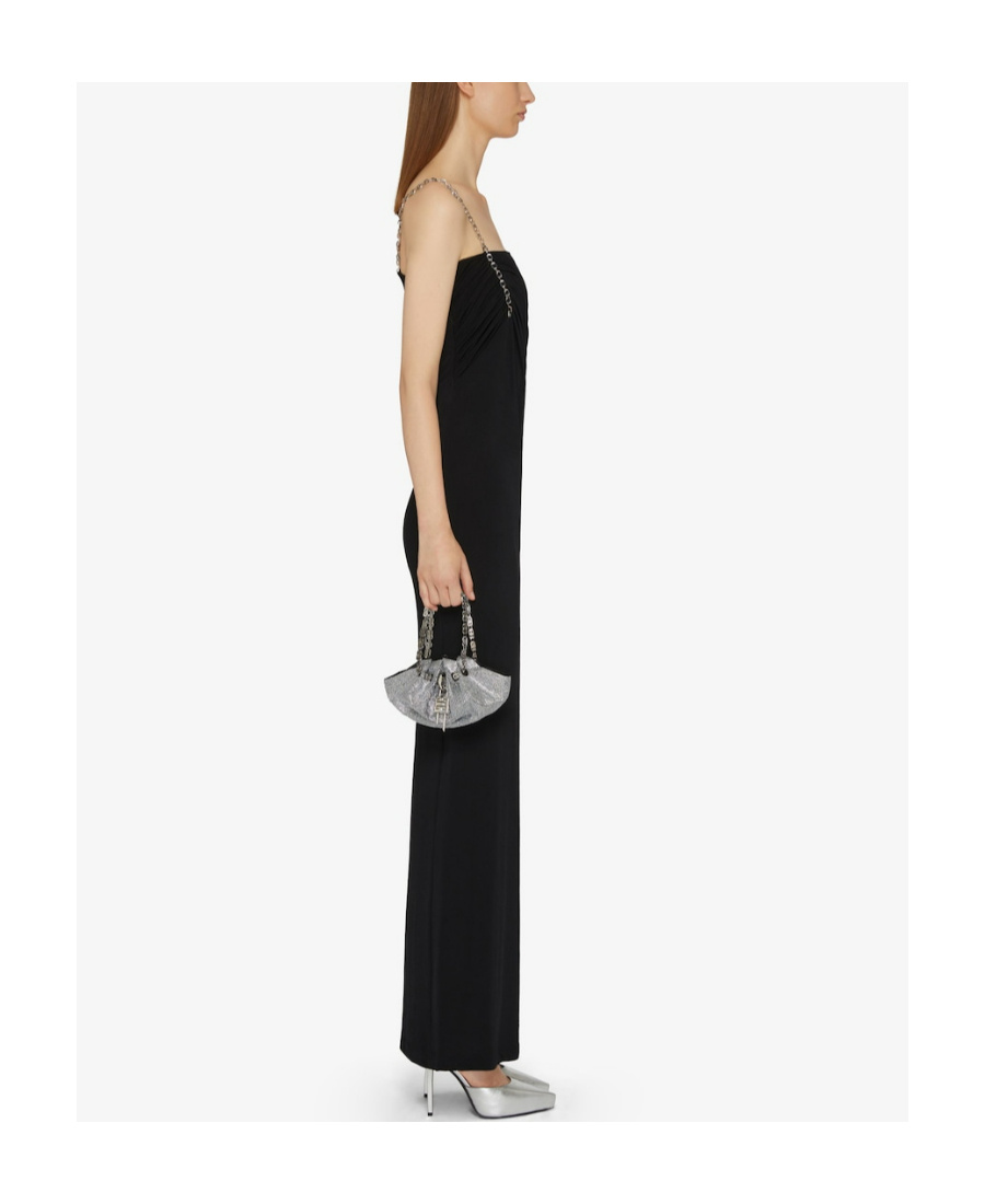 Givenchy Asymmetrical Bustier Gown With G Chain Strap In Black