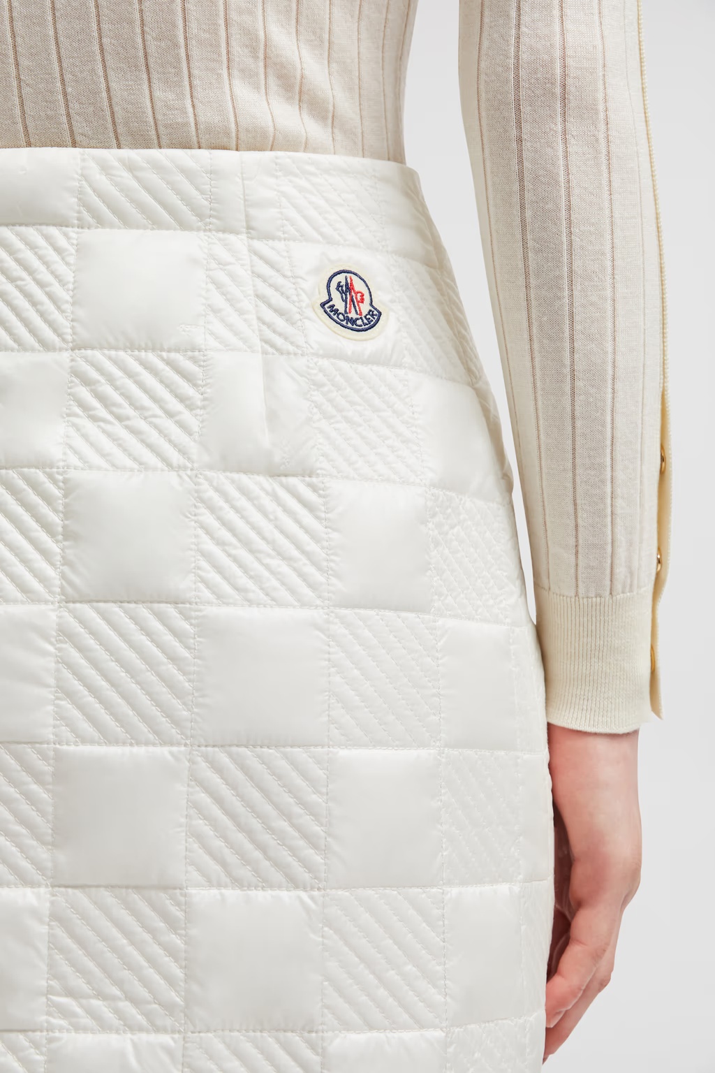 Moncler Logo-patch Quilted Mini Skirt In White