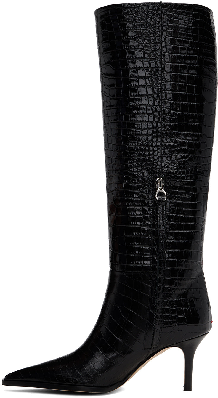 Aeyde Black Tula Leather Tall Boots In Black