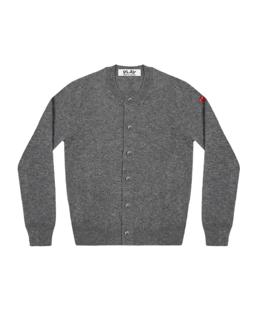 Comme Des Garçons Play Long Sleeve Cardigan In Gray