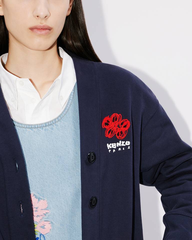 Kenzo ' Drawn Varsity' Embroidered Hooded Sweatshirt In Blue