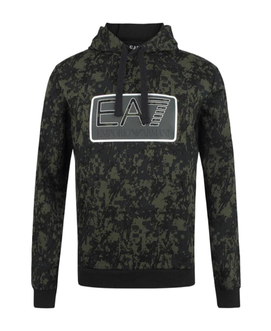 Ea7 Hooded Camouflage Sweater In Black