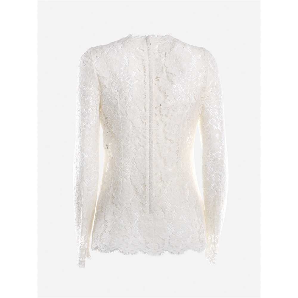 Dolce & Gabbana Floral Lace Top In White