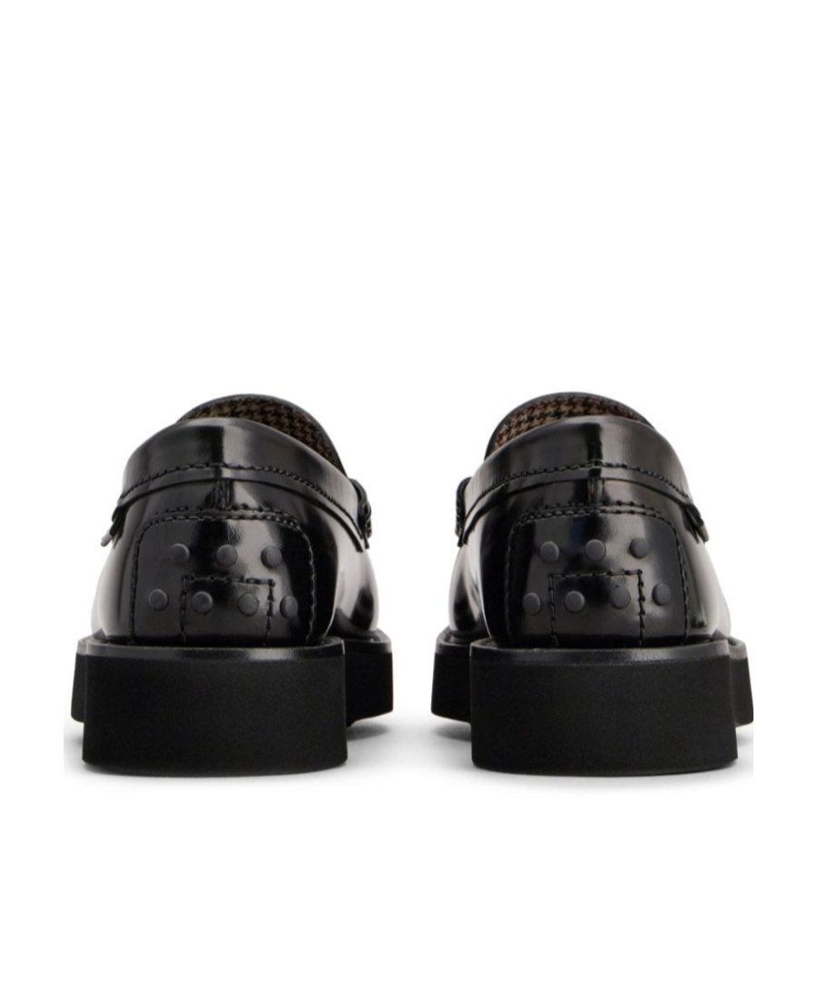 Tod's Block Heel Loafers Penny Strap In Black