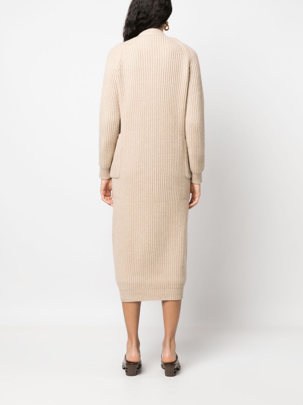 Shop Max Mara Ribbed-knit Wool-cashmere Cardi-coat In Nude