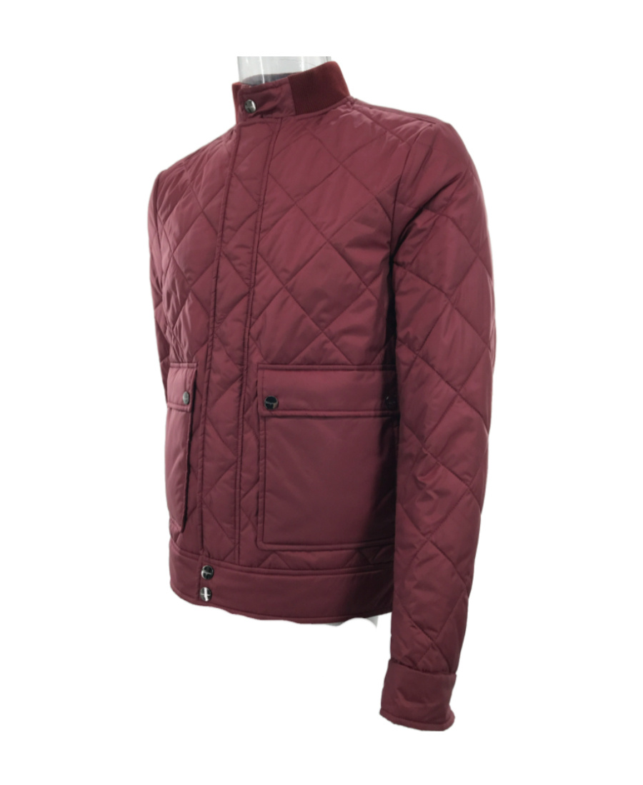 Ferragamo Quilted Cotton Suit With Standing Collar In Red