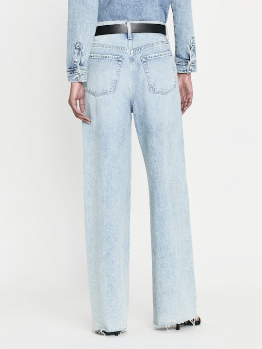 Frame Le Low Baggy Wide Leg Jeans In Blue