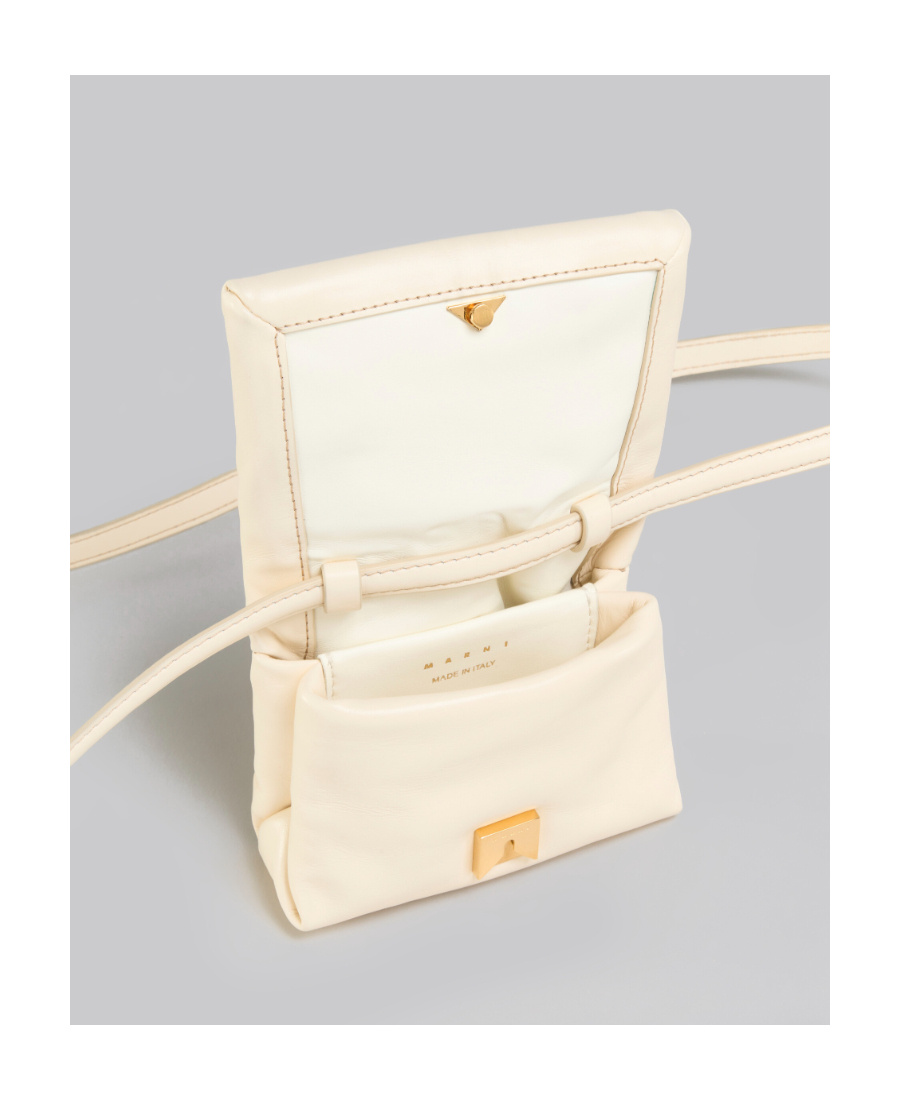 Shop Marni Ivory White Leather Mini Prisma Pouch