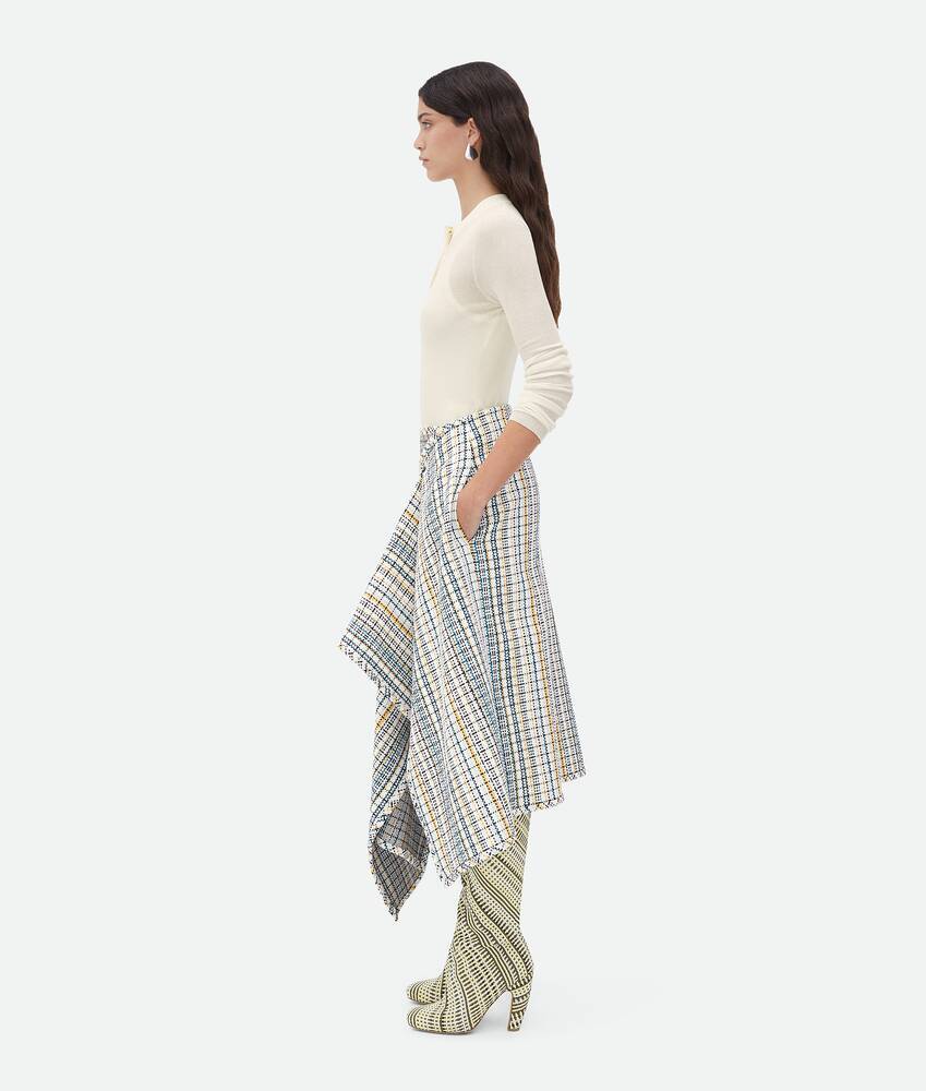 Bottega Veneta Checked Midi Wrap Skirt In Gray