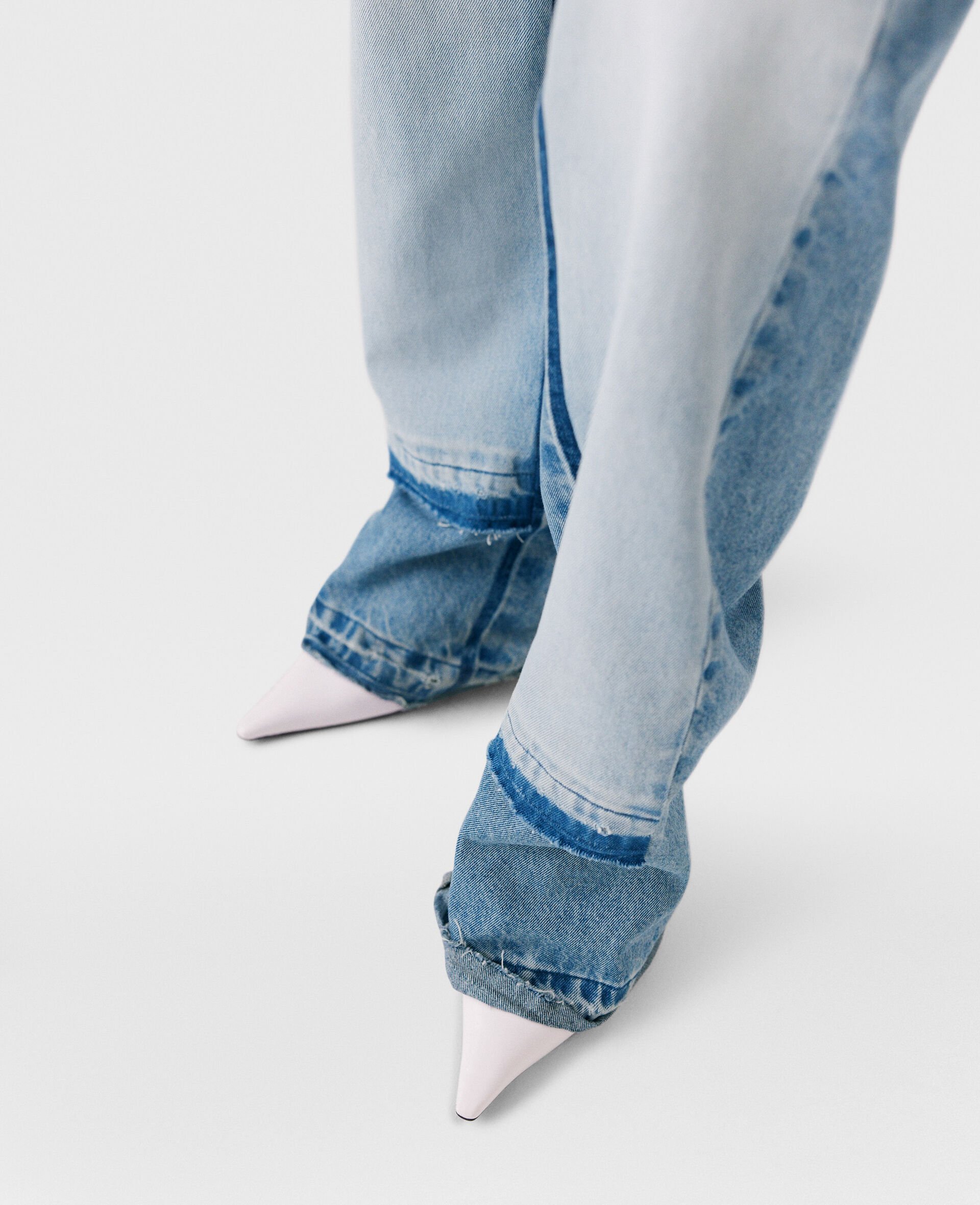 Stella Mccartney Two-tone Straight Leg Jeans With Concealed Fly In Blue