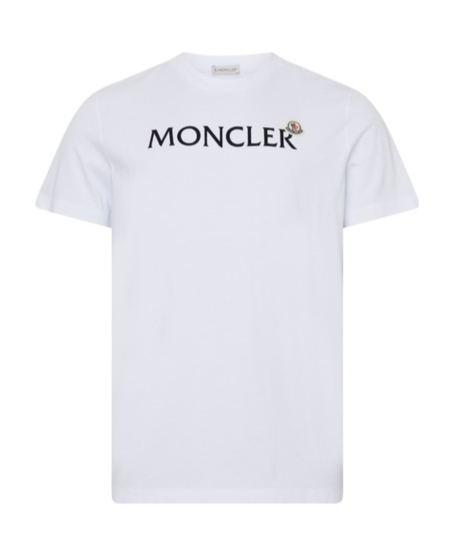 Moncler T-shirt With Flocked Logo In White