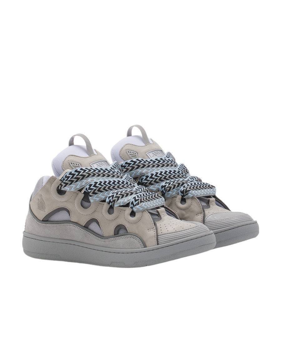 Lanvin Curb Chunky Leather Sneakers In Gray
