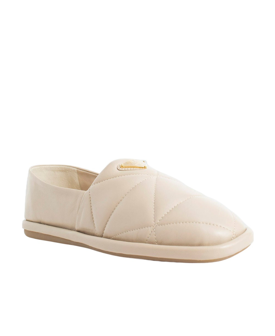Prada Logo Detail Flat Shoes In Nude