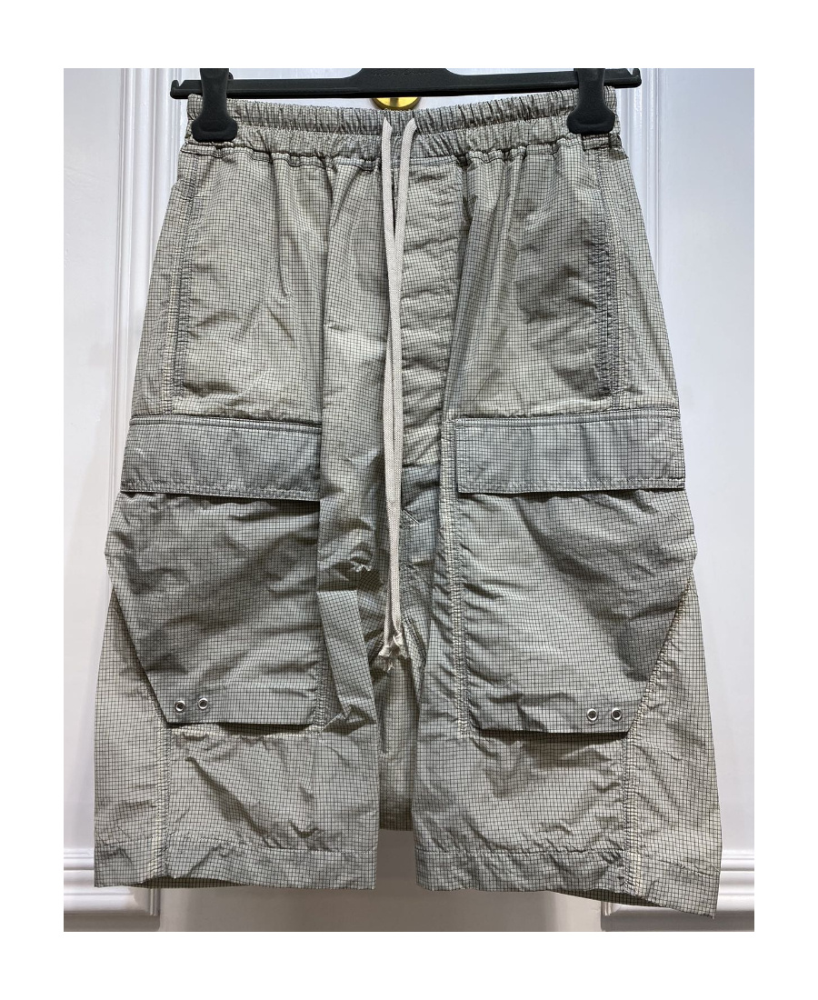 Rick Owens Logo Color Drawstring Shorts In Gray