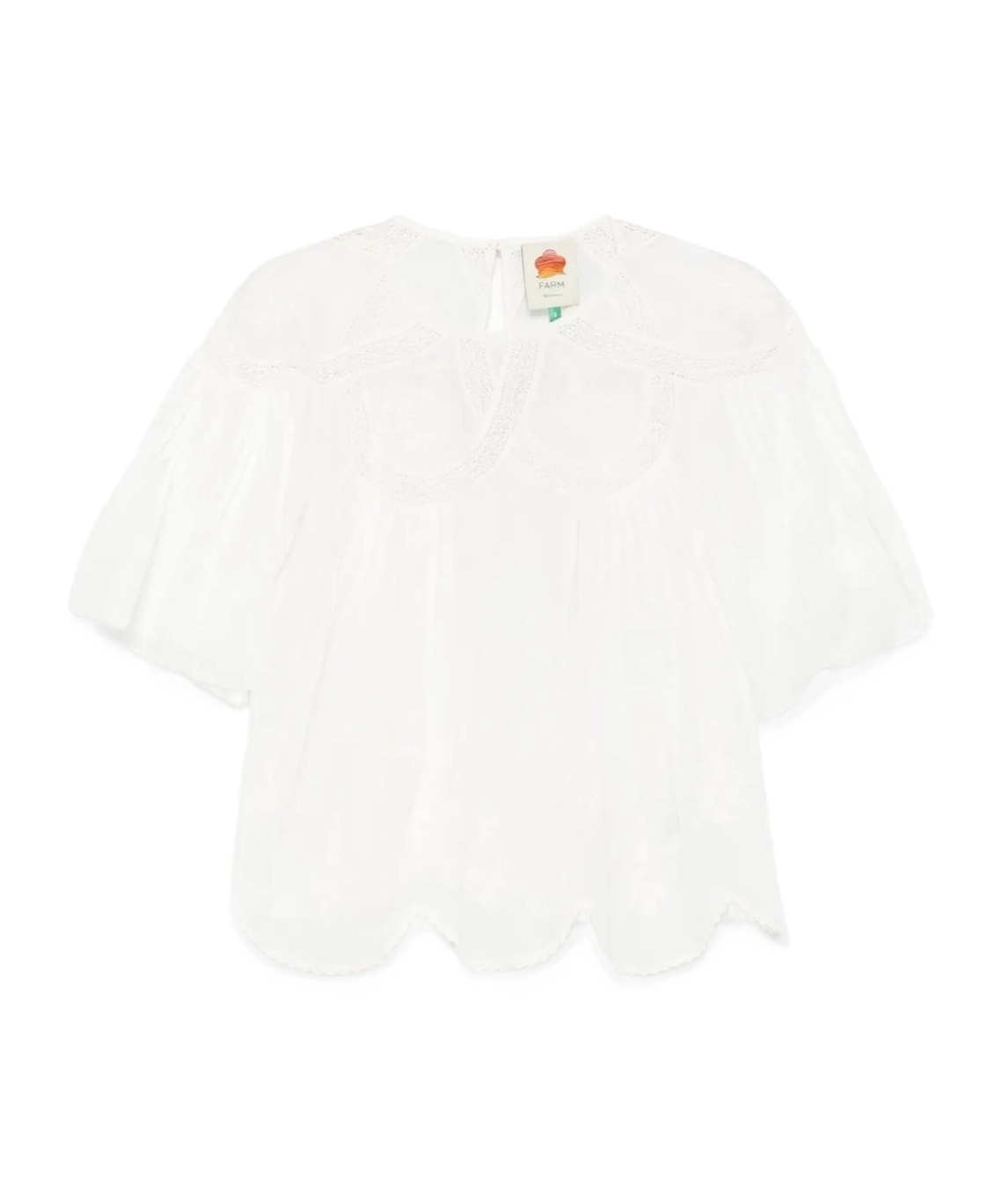 Farm Rio Embroidered Short Sleeve Top In White