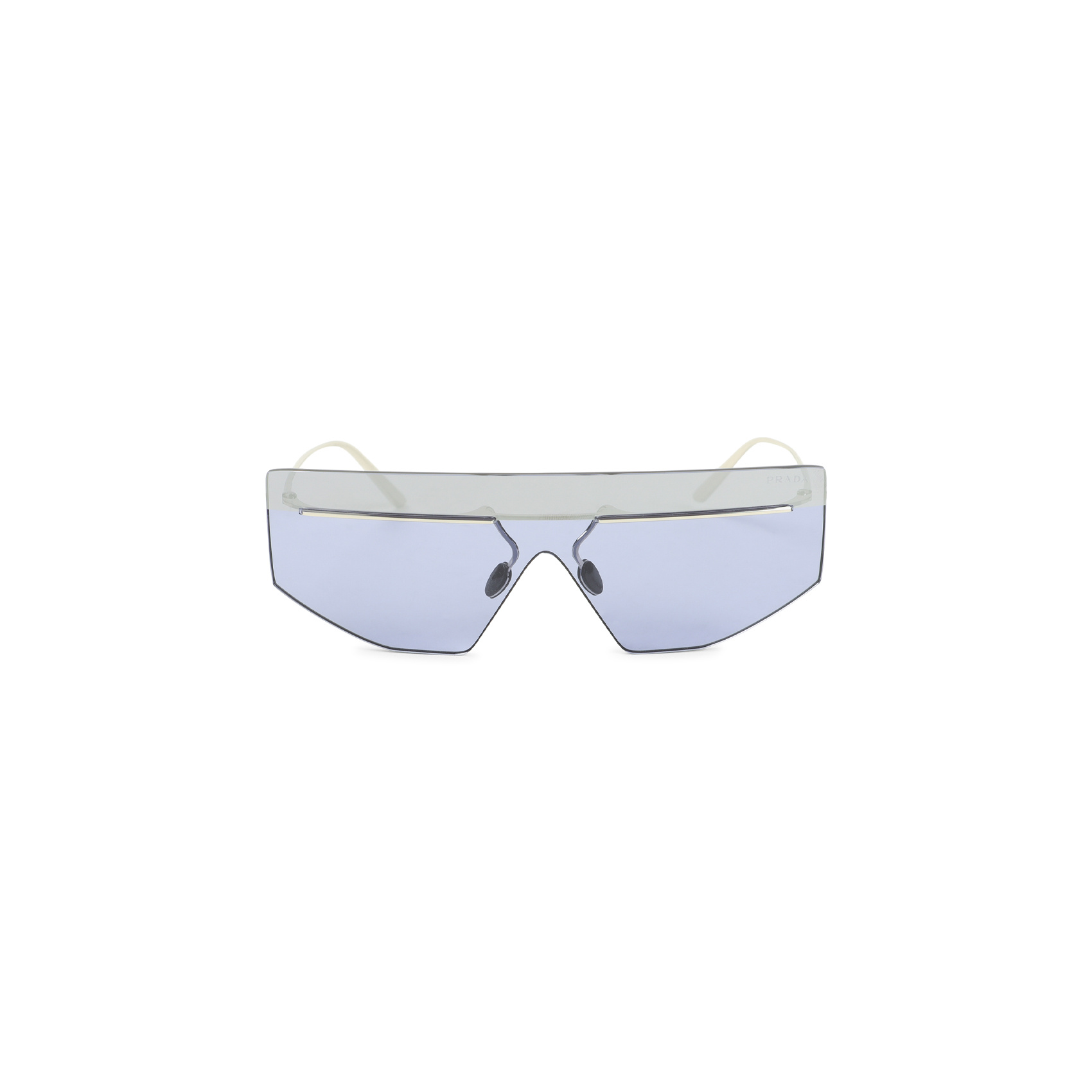 Prada Silver Metallic Geometric Lens Runway Sunglasses In Blue