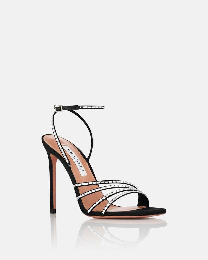 Aquazzura Embellished Fabric Mistica Sandals In Black