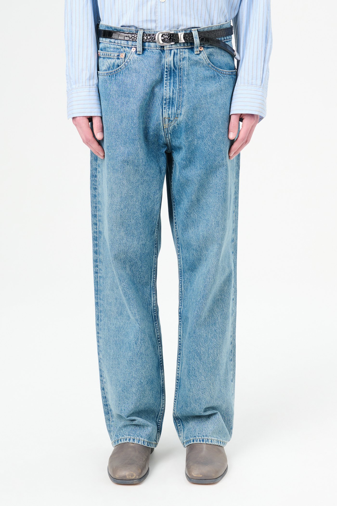 Our Legacy Third Cut Logo-patch Jeans In Blue