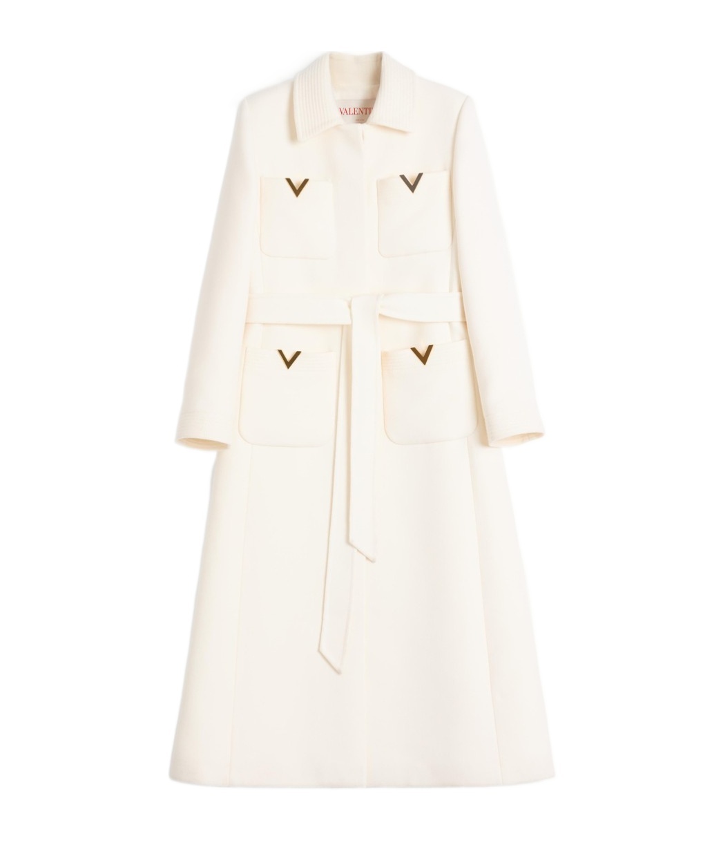 Valentino Mantel Aus Drill Double Frau Elfenbein 50 In White