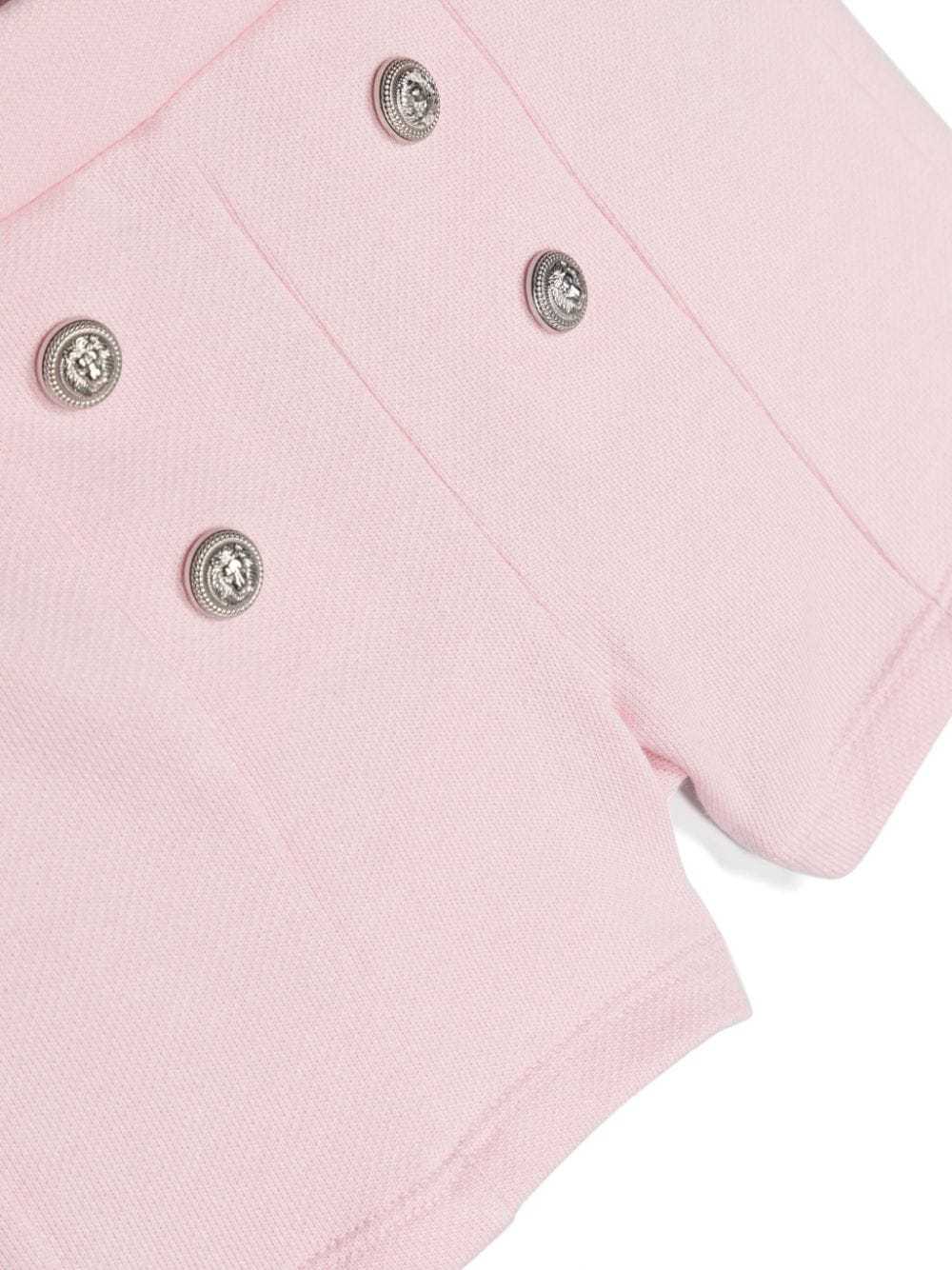 Shop Balmain Decorative-button Cotton Shorts In Pink