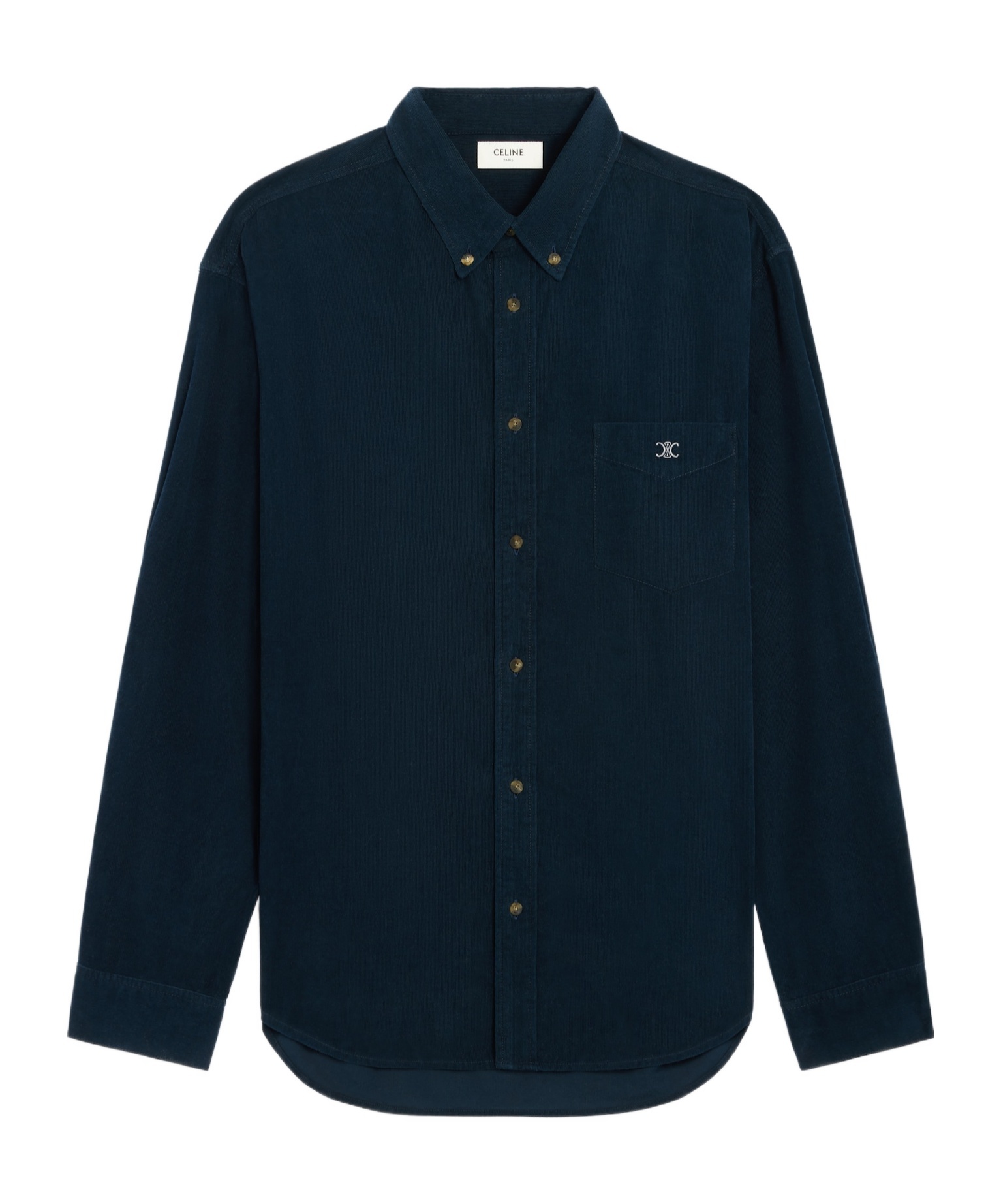 Celine Relaxed Shirt In Corduroy In Blue