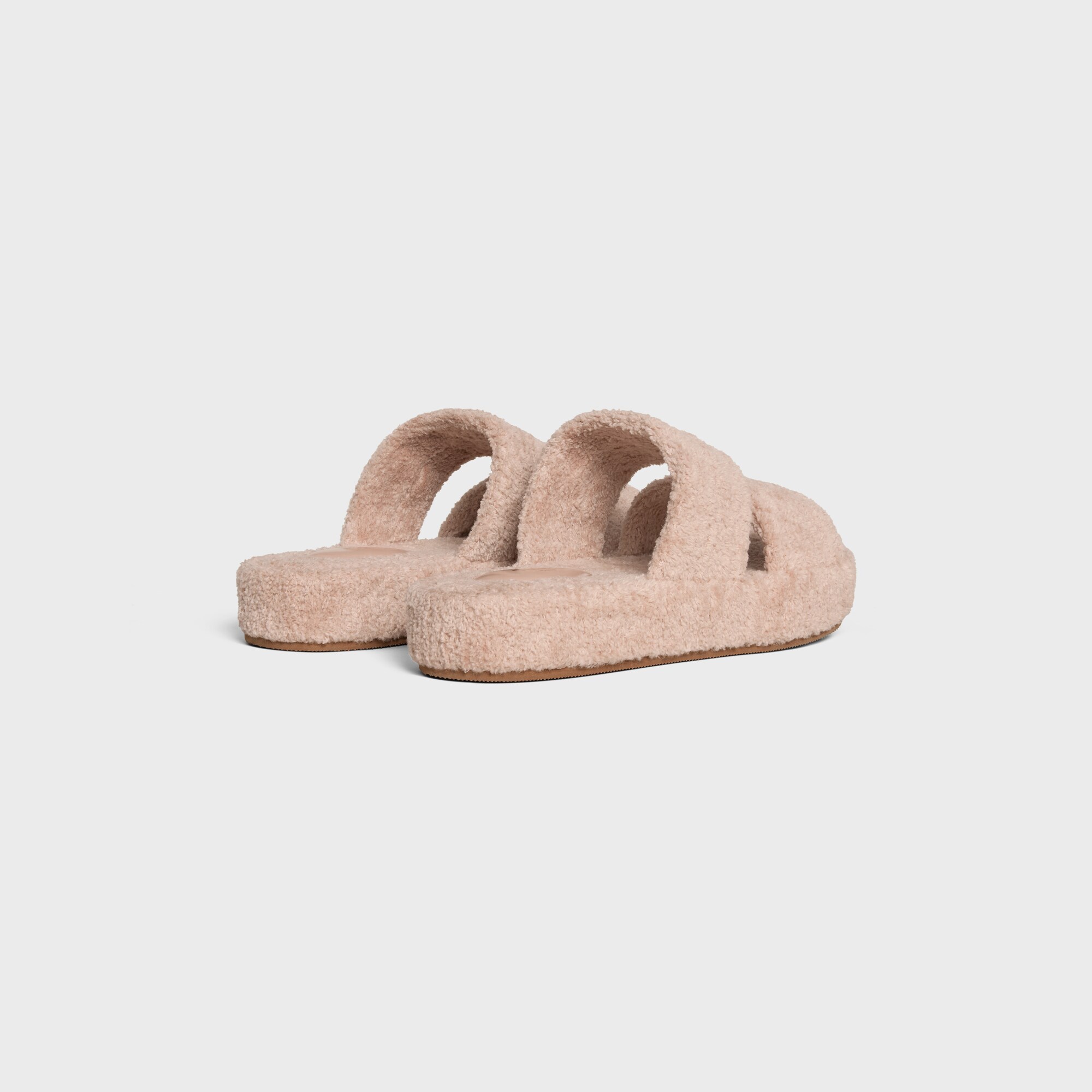 Celine Triomphe Sponge Fabric Slippers In Pink