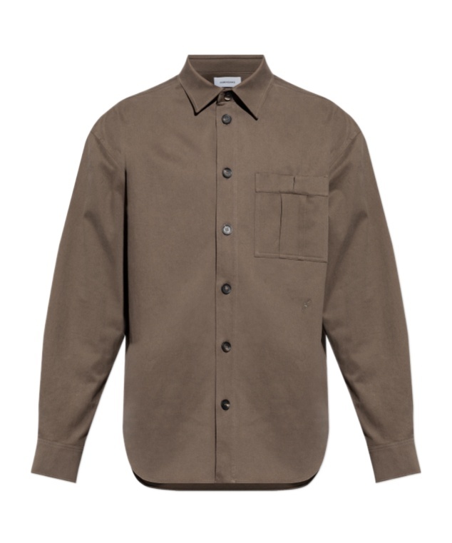 Ferragamo Oversized Button-up Shirt In Brown