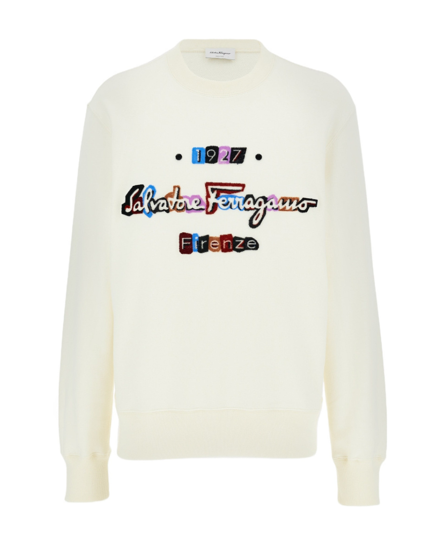 Ferragamo Felpa Logo-print Sweatshirt In White