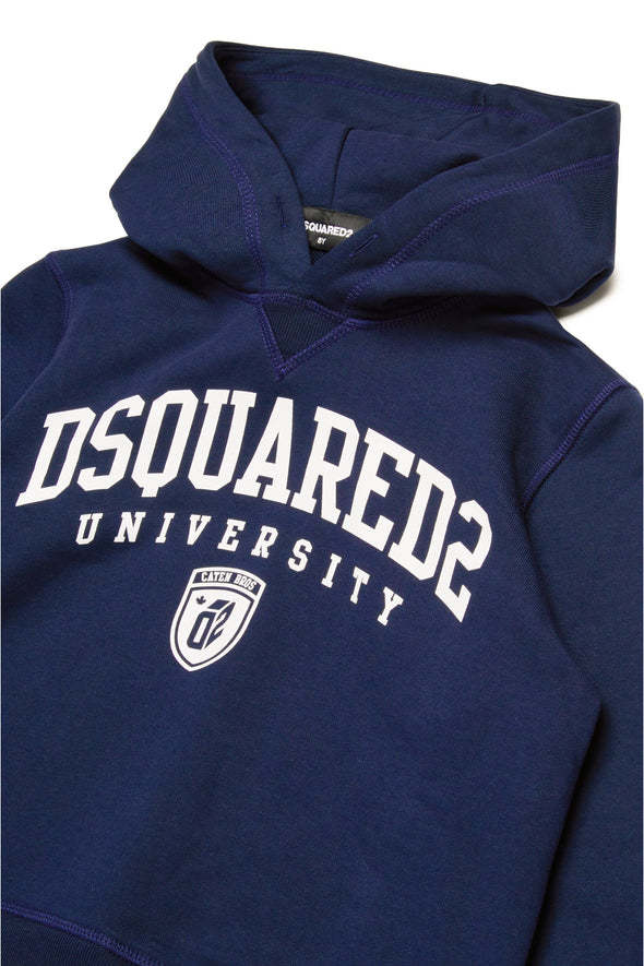 Shop Dsquared2 Logo-print Cotton Hoodie In Blue