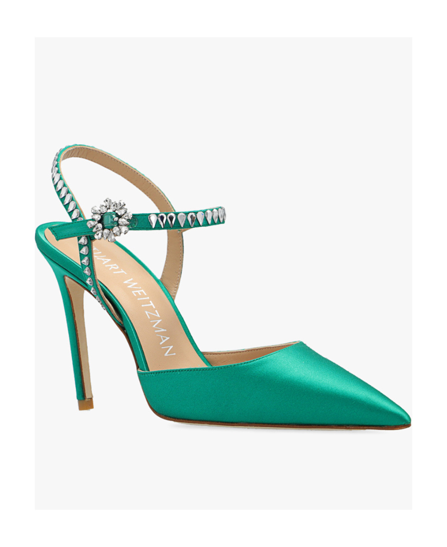 Stuart Weitzman Gemcut 100mm Ankle-strap Pumps In Green