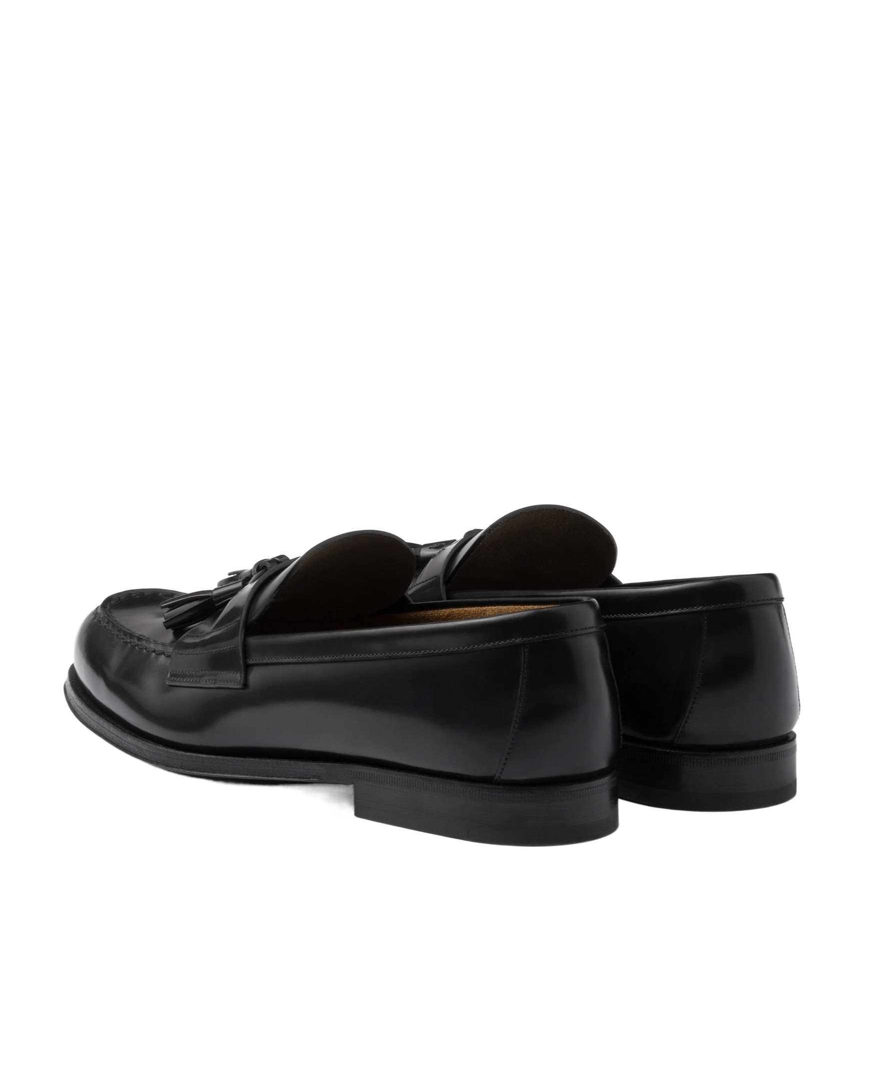 Prada Black Leather Loafers In Black