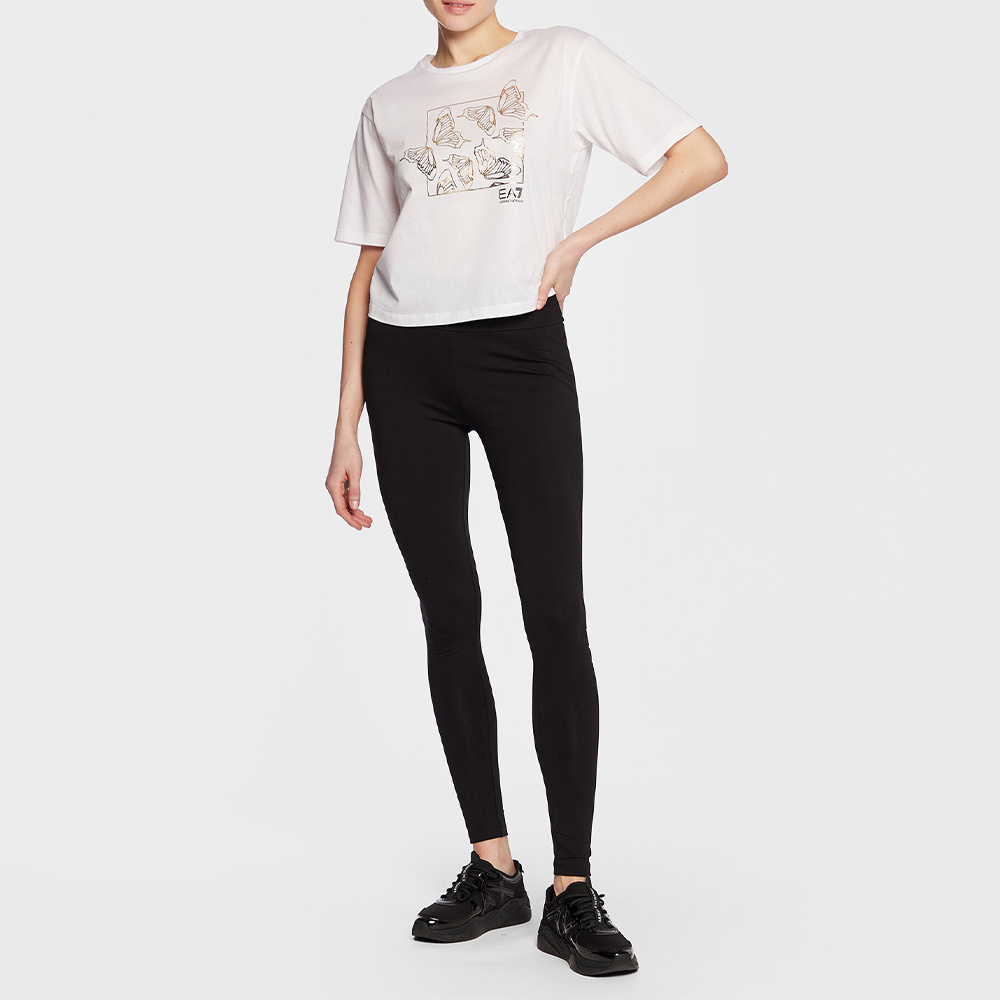 Ea7 T-shirt With Round Neck And Short Sleeves In White