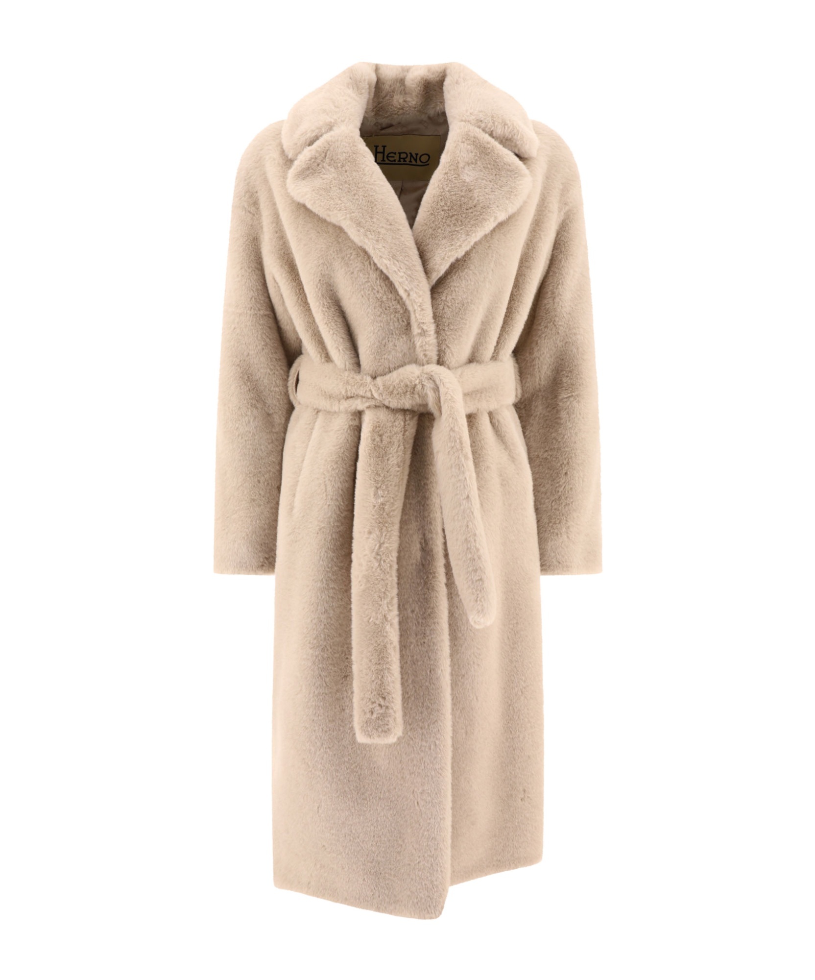 Herno Soft Alternative Fur Coat In Nude