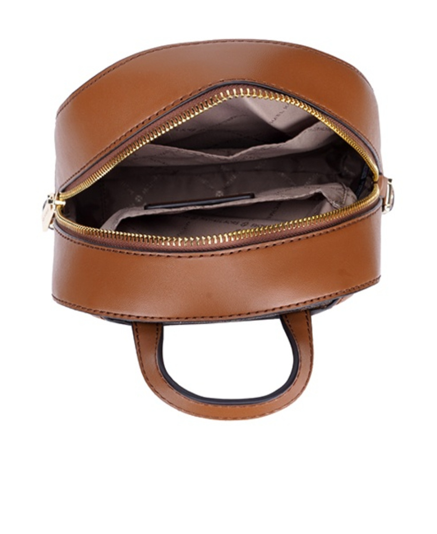 Michael Kors Jaycee Mini Xs Brown Signature Pvc Zip Pocket Shoulder Backpack Bag In Black