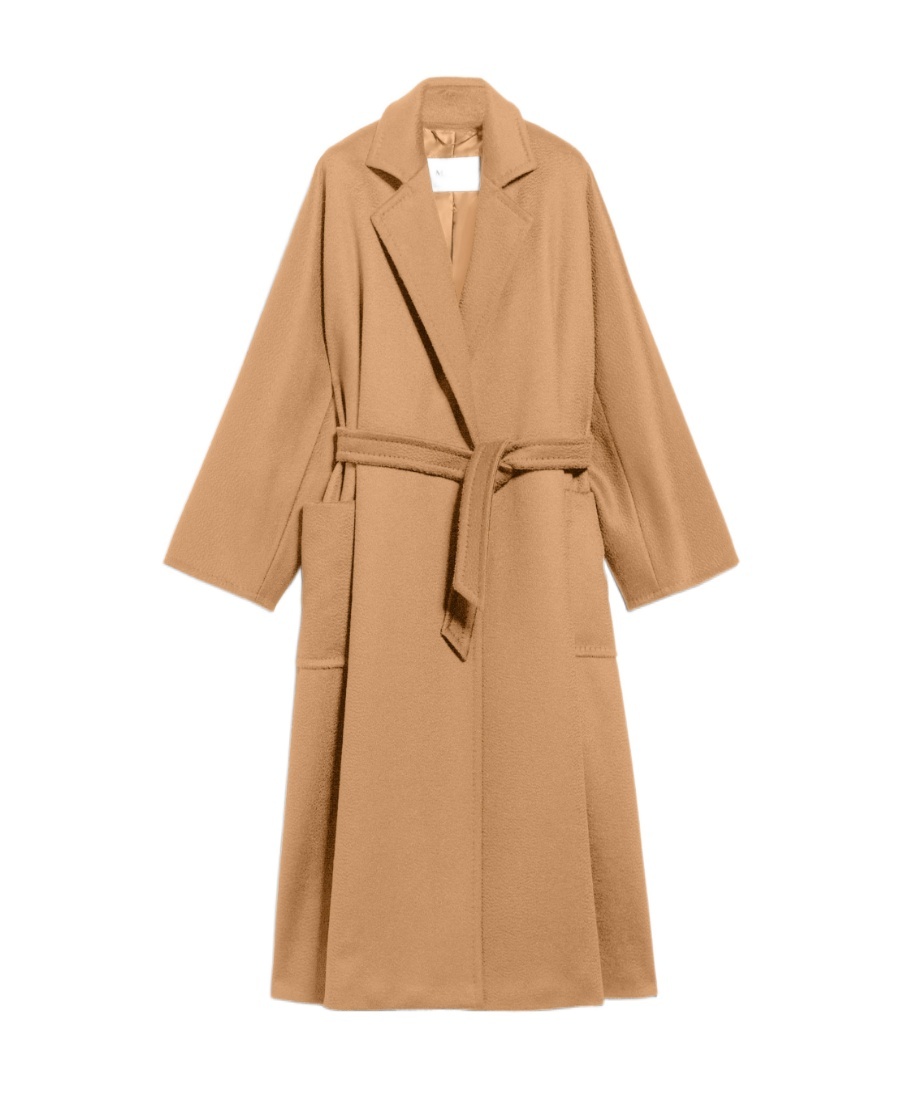 Max Mara Wool Cashmere Long-sleeved Coat In Nude
