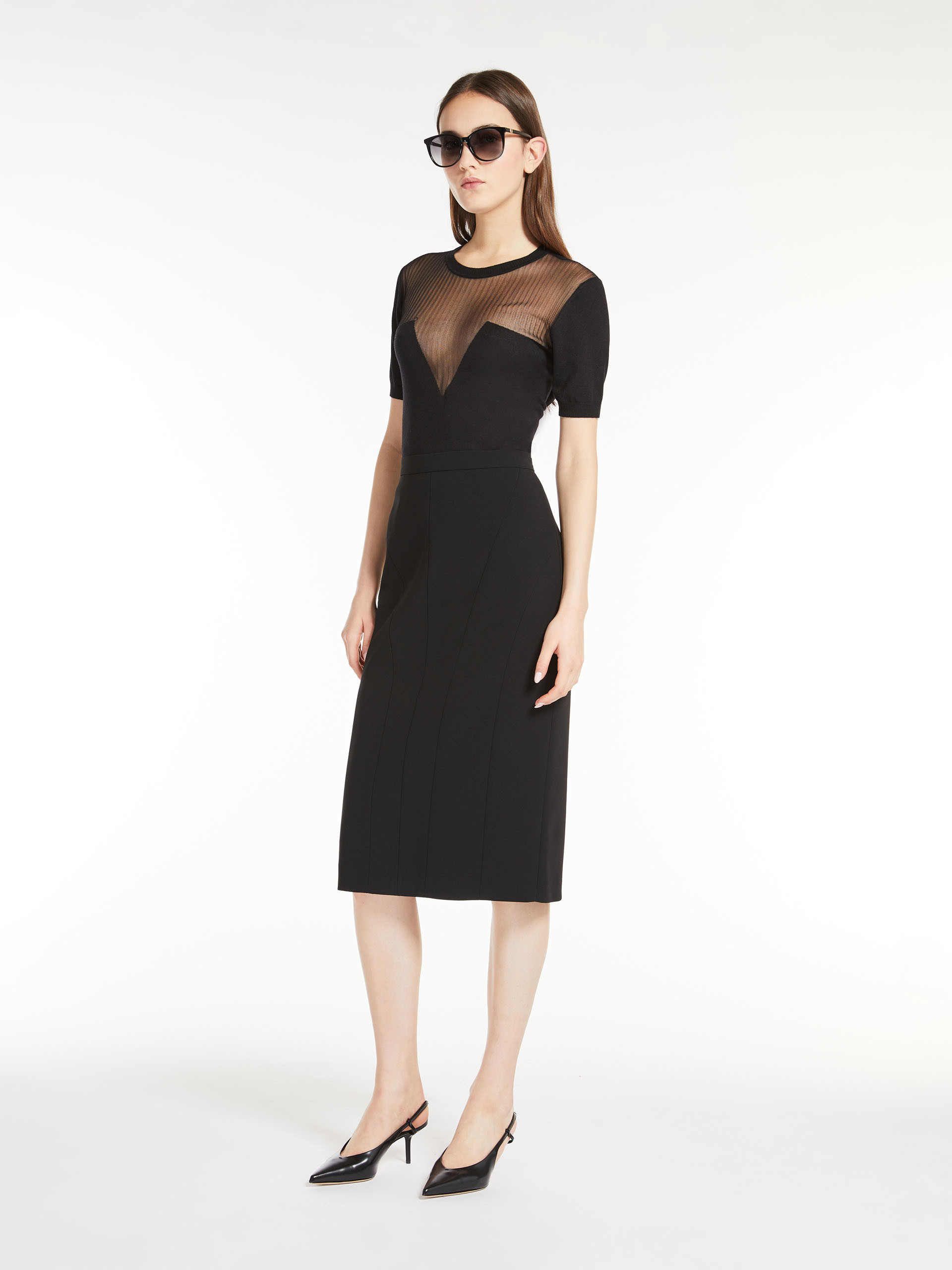 Max Mara Slit Skirt In Black