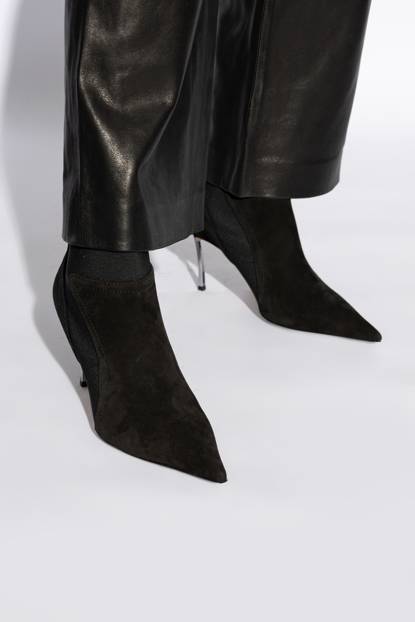 Casadei Pointed-toe Suede Ankle Boots In Black