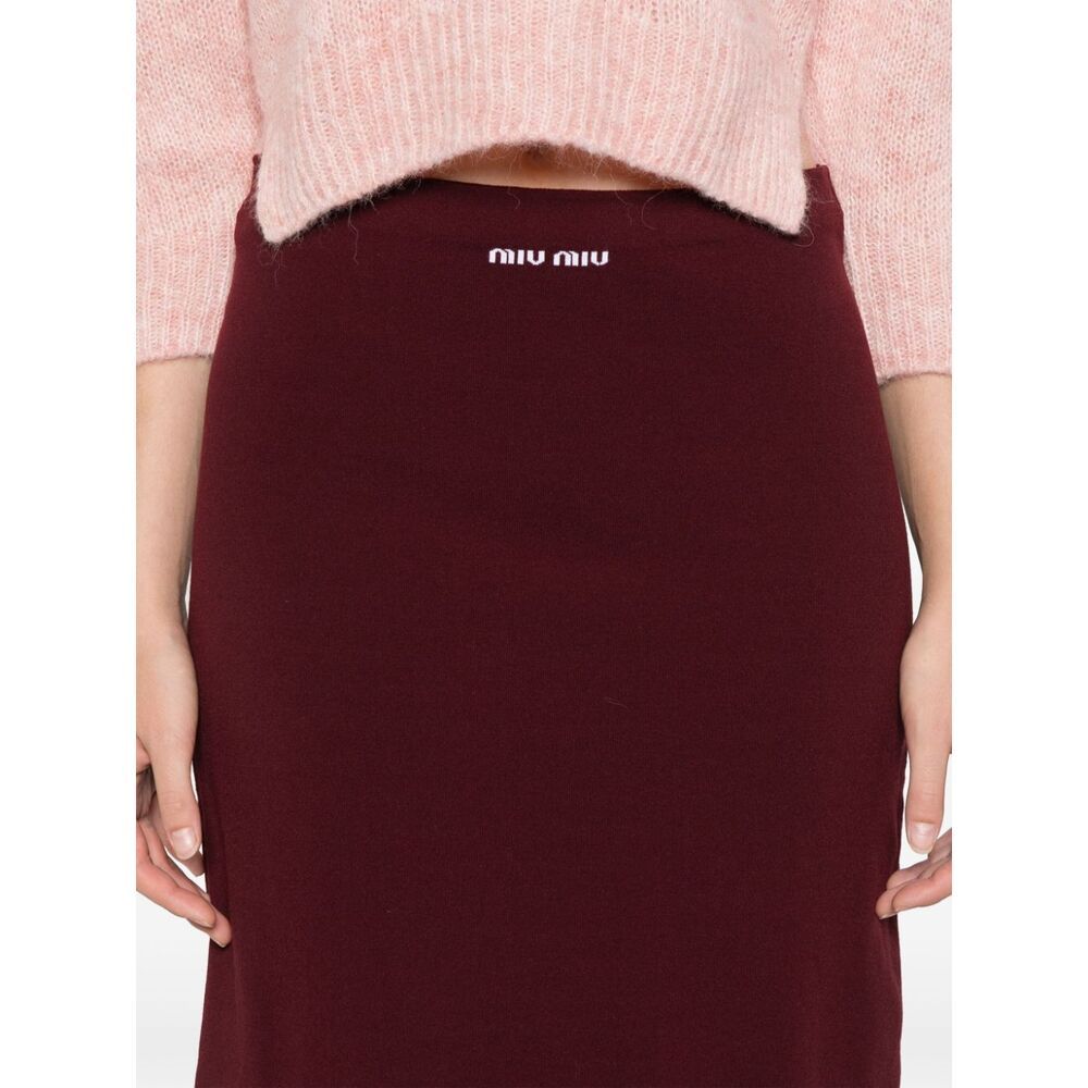Miu Miu Burgundy Viscose Blend Skirt In Brown