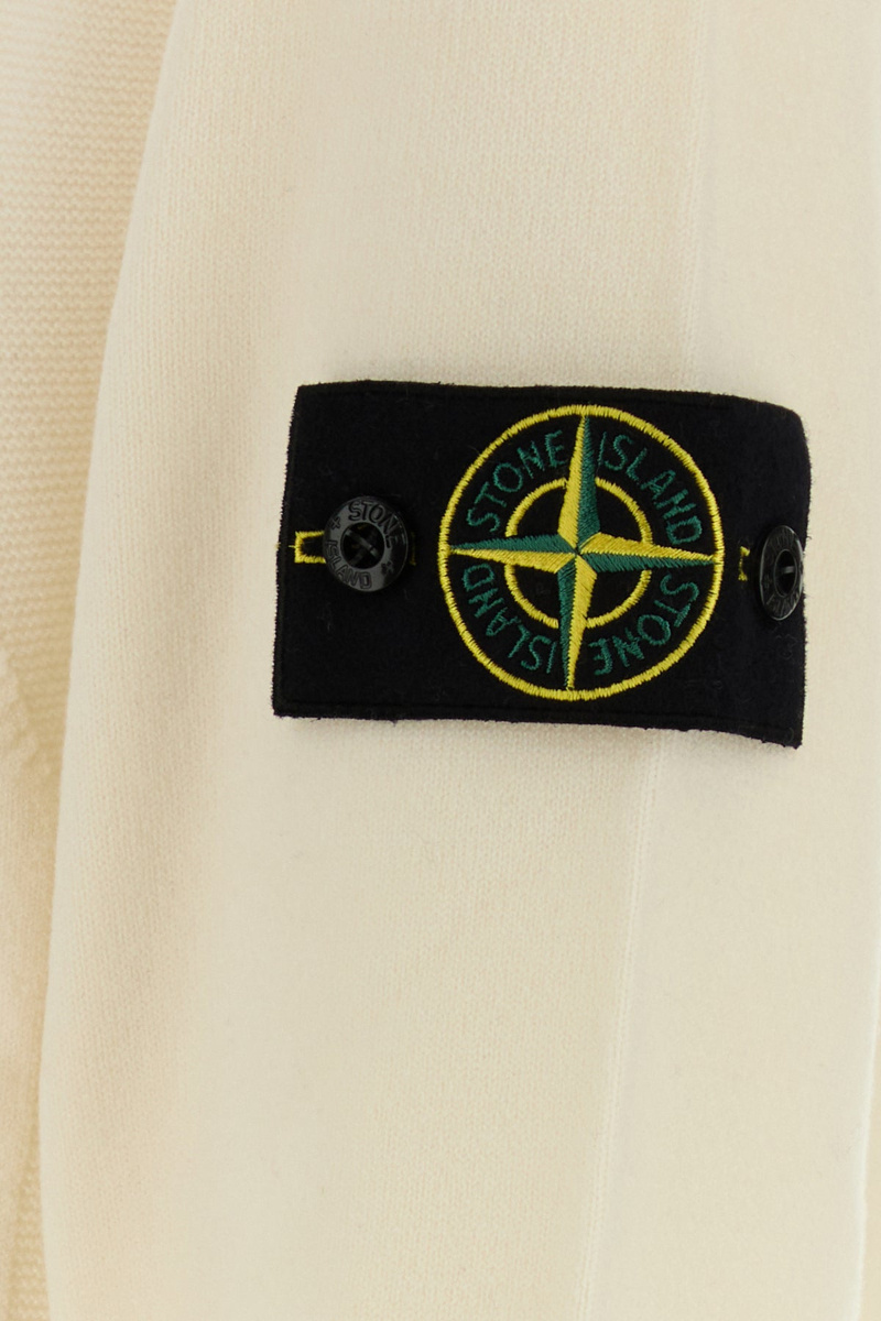 Stone Island Off White Logo Patch Sweater In White
